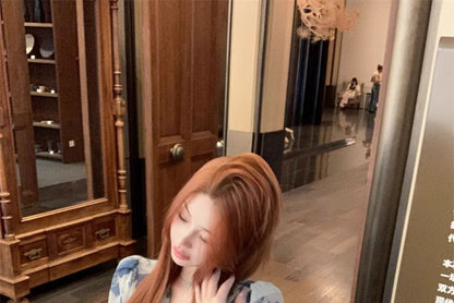 Top Dye V-Neck Long-Sleeve Tie Crop