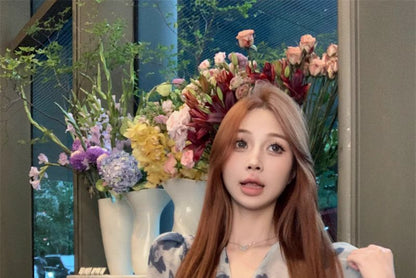 Top Dye V-Neck Long-Sleeve Tie Crop