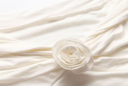 Slim Accent Plain Top Off-Shoulder Short-Sleeve Ruched Crop Floral Fit