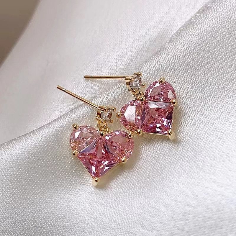 Heart Rhinestone Drop Earring