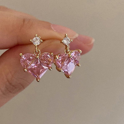 Heart Rhinestone Drop Earring