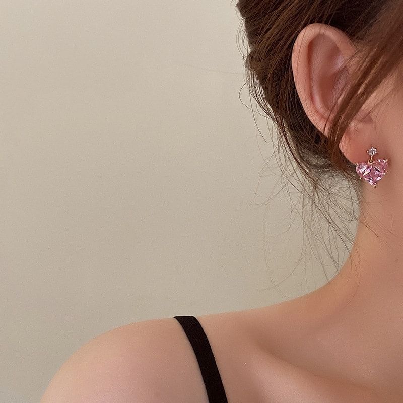 Heart Rhinestone Drop Earring