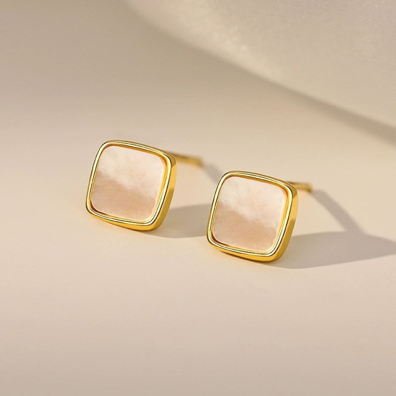 Square Shell Alloy Stud Earring