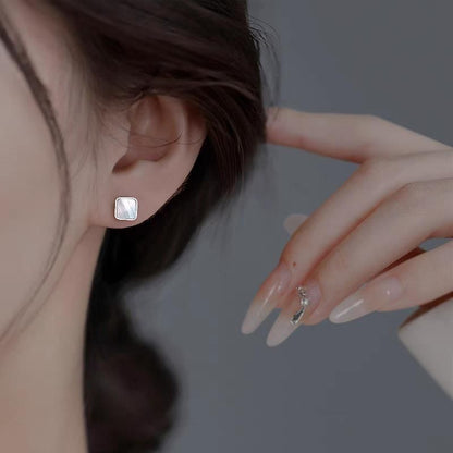 Square Shell Alloy Stud Earring