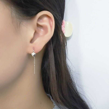 Heart Rhinestone Alloy Threader Earring