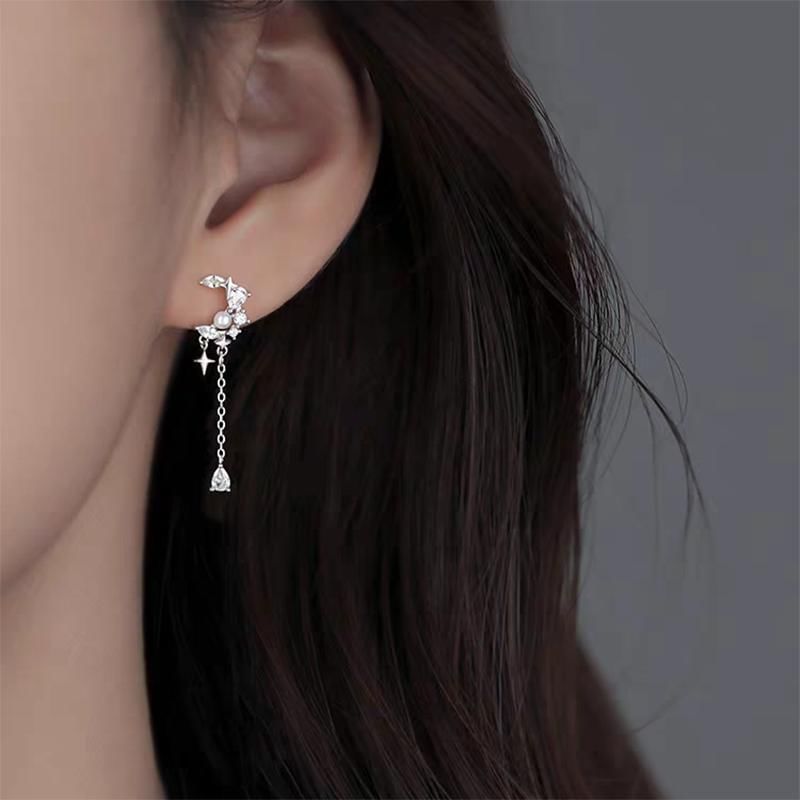 Moon & Star Alloy Dangle Earring