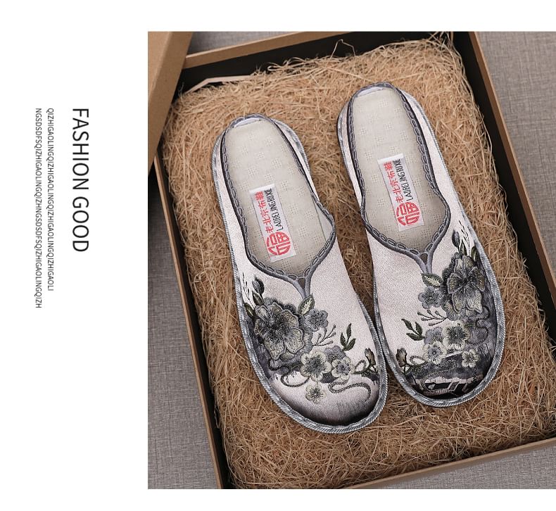 Mules Textile Embroidered