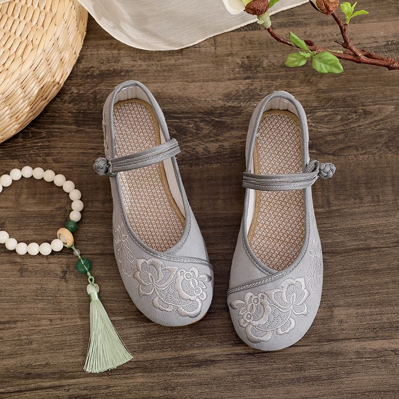 Plain Buttoned Flats Frog