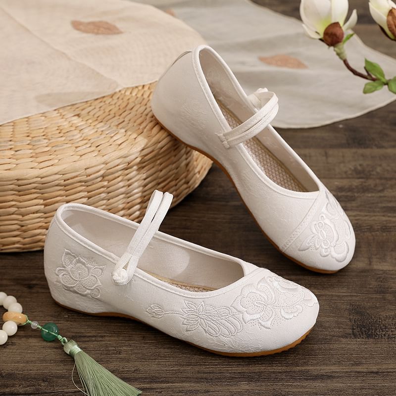 Plain Buttoned Flats Frog