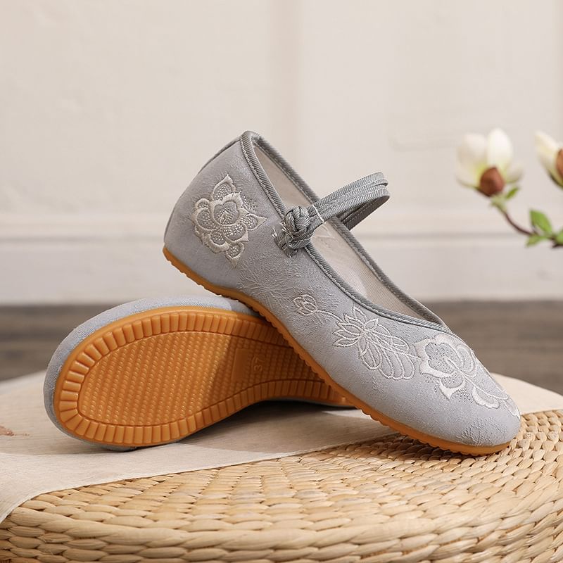 Plain Buttoned Flats Frog