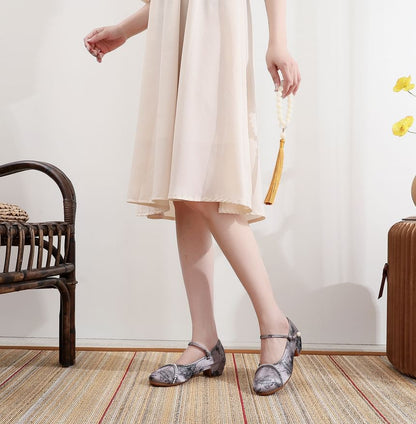 Textile Low Heel Sandals Embroidered