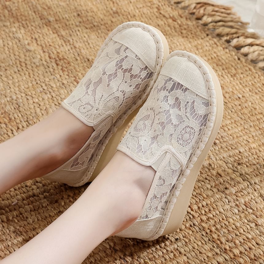 Lace Slip-Ons Wedge-Heel