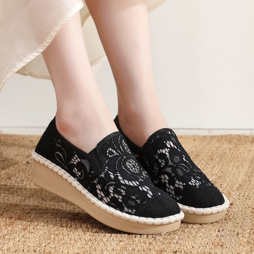 Lace Slip-Ons Wedge-Heel