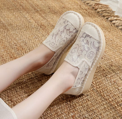 Lace Slip-Ons Wedge-Heel