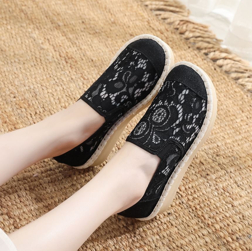 Lace Slip-Ons Wedge-Heel