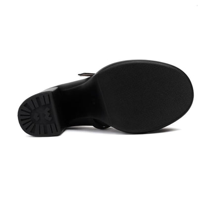 Bow Pumps Heel Chunky Jane Mary