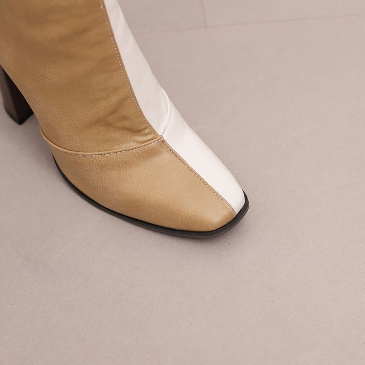 Pointed Toe Heel Boots Chunky Short