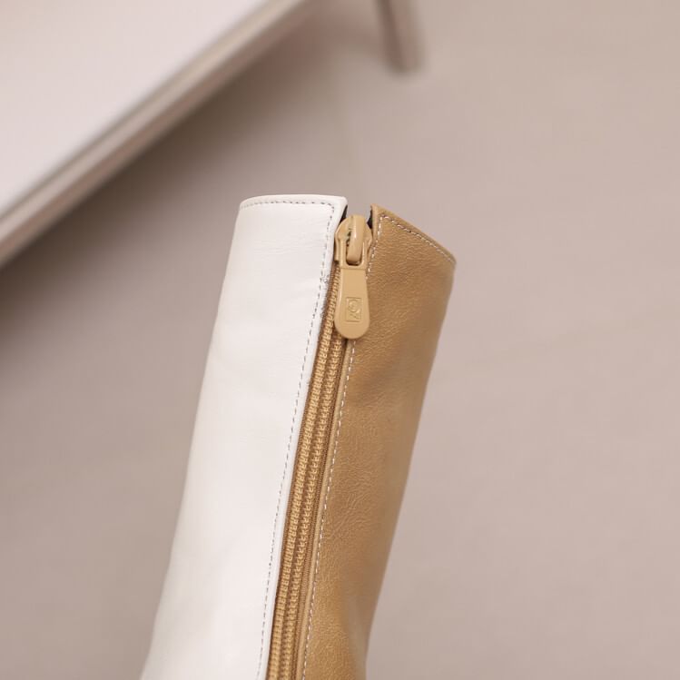 Pointed Toe Heel Boots Chunky Short