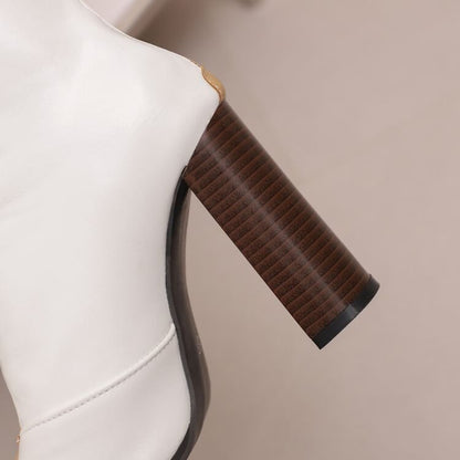 Pointed Toe Heel Boots Chunky Short