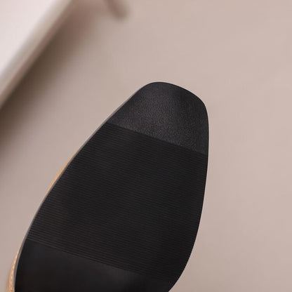 Pointed Toe Heel Boots Chunky Short