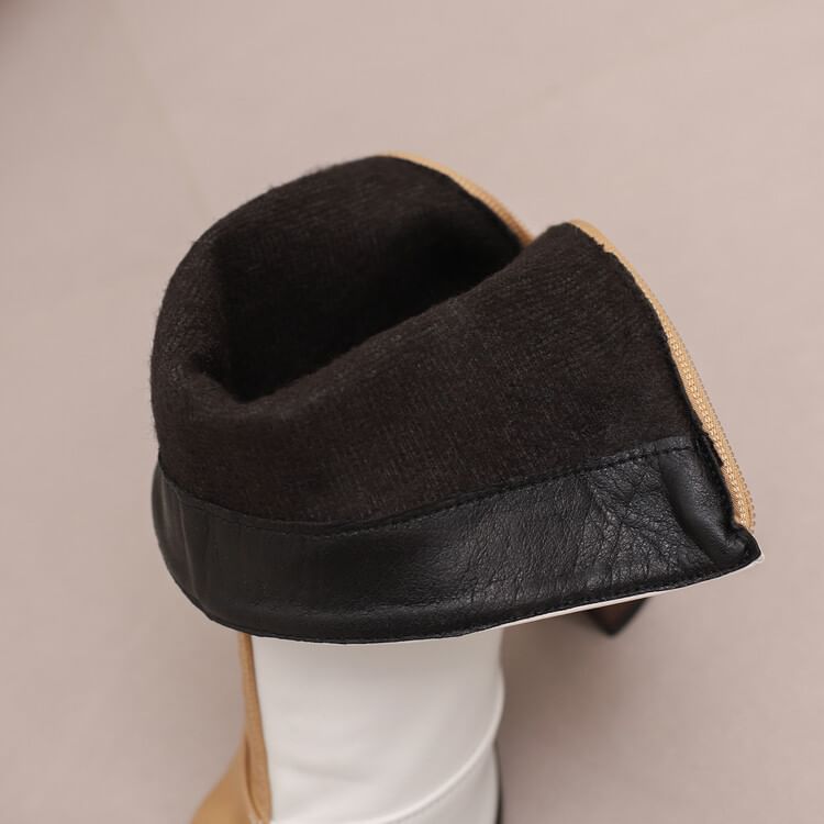 Pointed Toe Heel Boots Chunky Short