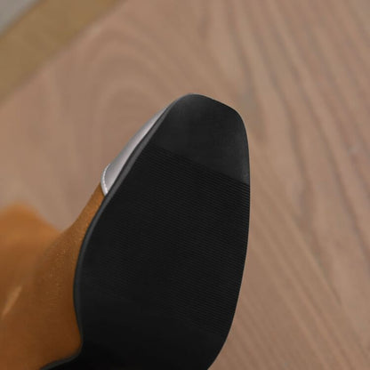 Toe Short Pointed Heel Chunky Boots Denim