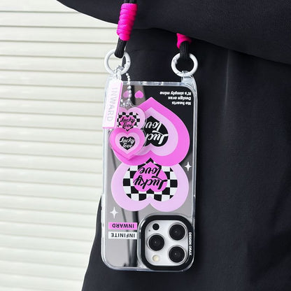 Heart Mirrored Strap Phone Case
