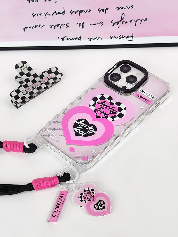 Heart Mirrored Strap Phone Case