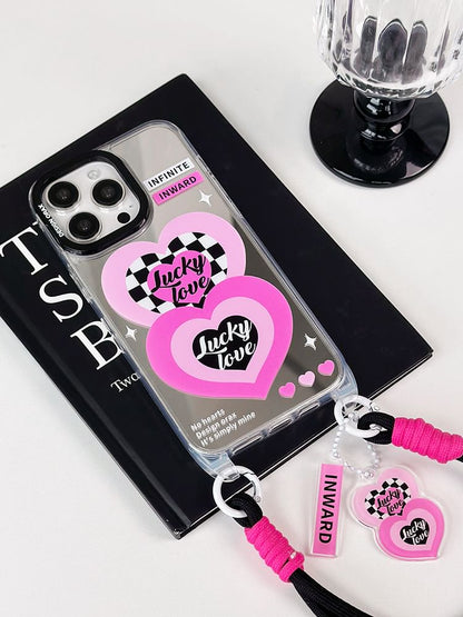 Heart Mirrored Strap Phone Case