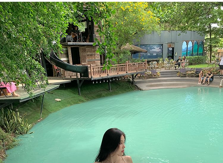 Strap A-Line Crinkle Dress Plain Square Spaghetti Open Neck Maxi Back