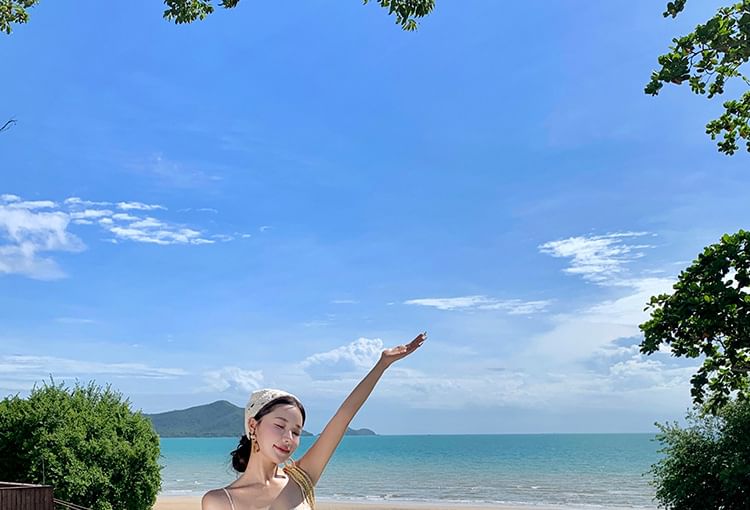 A-Line Square Dress Floral Open Bow Back Accent Print Spaghetti Maxi Strap Neck