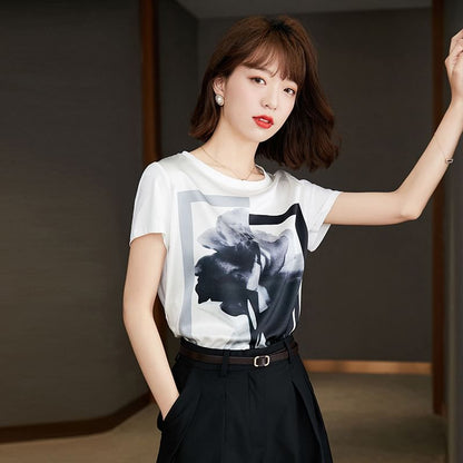 Short-Sleeve Crew Neck Floral T-Shirt