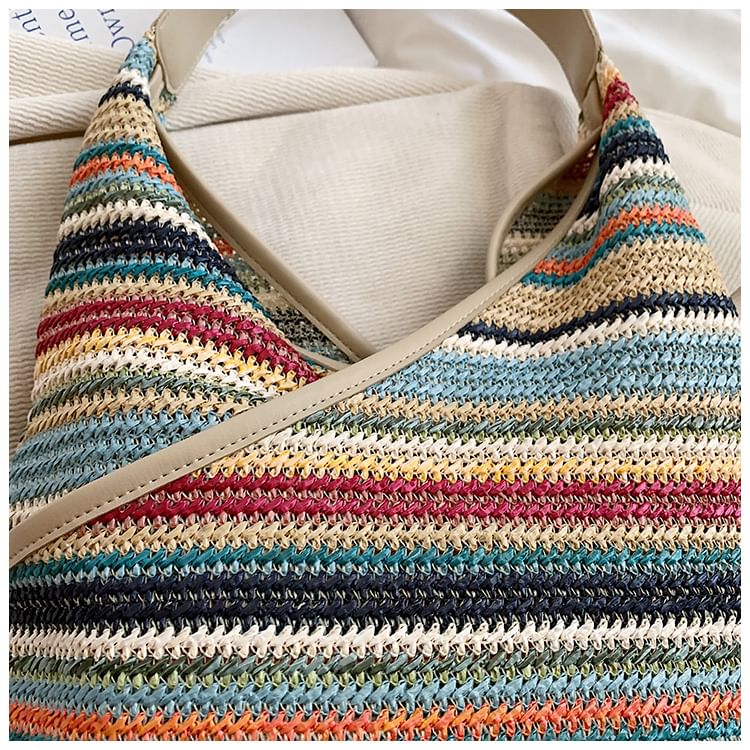 Striped Woven Shoulder Bag