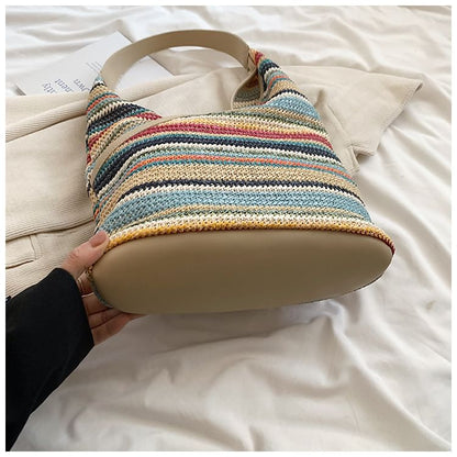 Striped Woven Shoulder Bag