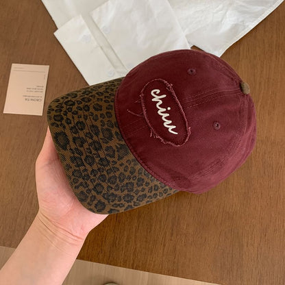 Leopard Print Panel Baseball Cap