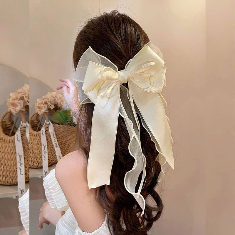 Organza Bow Hair Clip With Long Ribbons