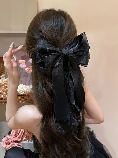 Organza Bow Hair Clip With Long Ribbons