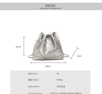 Bow Drawstring Chain Backpack