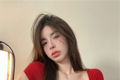 V-Neck Plain T-Shirt Short-Sleeve Wrap