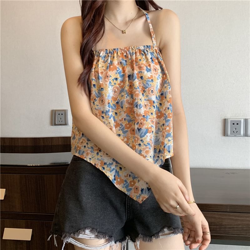 Print Halter Top Floral