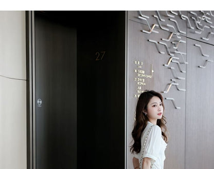 Print Midi Waist Elastic Skirt Floral A-Line