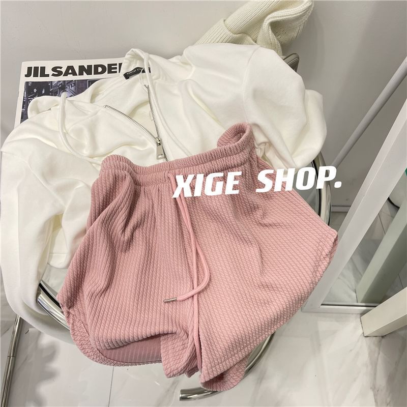 Drawstring Plain Shorts Waist