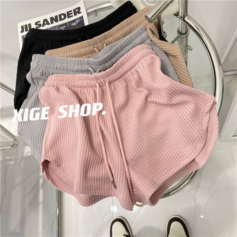 Drawstring Plain Shorts Waist