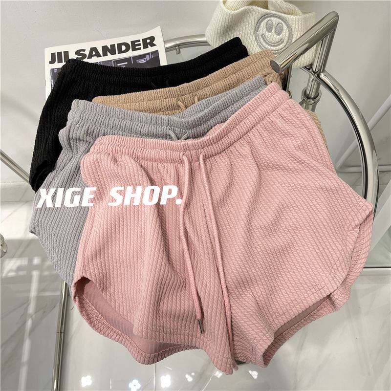 Drawstring Plain Shorts Waist