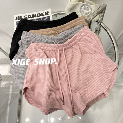 Drawstring Plain Shorts Waist