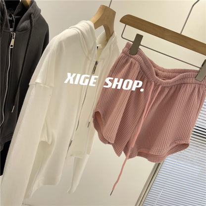 Drawstring Plain Shorts Waist