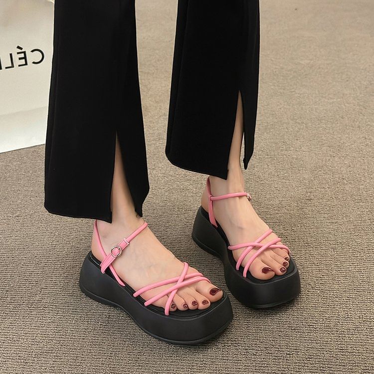 Platform Sandals Faux Leather