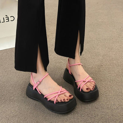 Platform Sandals Faux Leather