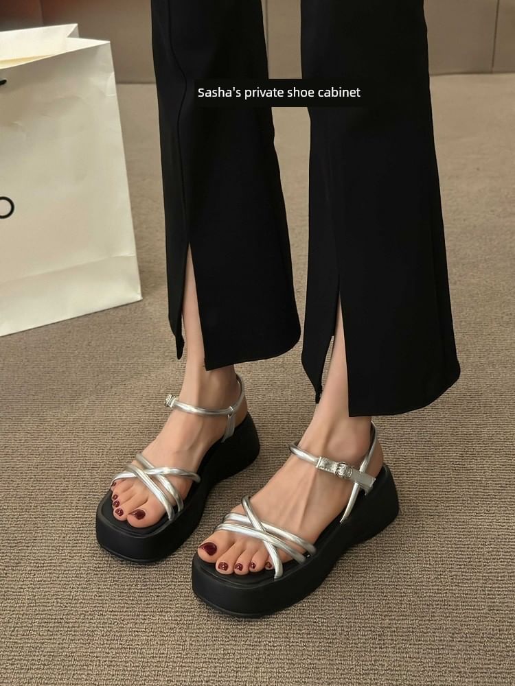 Platform Sandals Faux Leather