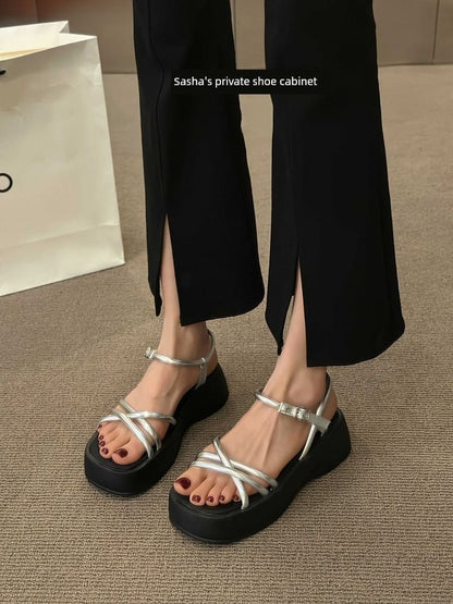 Platform Sandals Faux Leather